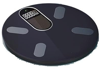 Pèse-personne numérique Échelles De Graisse Corporelle Énergie Solaire Intelligente Et Précise Charge D'énergie Lumineuse Domestique Bod Électronique (Color : Black)