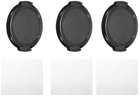 PATIKIL 46mm Lens Cap, 3 Pack Sides Pinch Snap Camera Lens Cover for Front Lens with Cloth, Suitable for 46mm Thread Universal DSLR Lenses for Nikon, for Fujifilm, for Pentax, for Leica