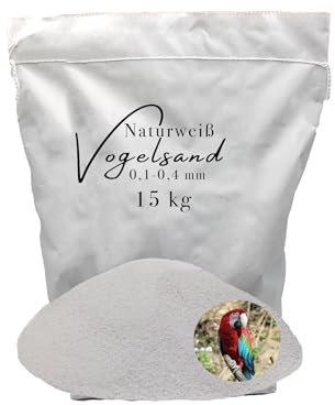 15kg Vogelsand 0,1-0,4 mm ohne Zusatzstoffe wie Anis und Grit weisser keimfrei qualitativ hochwertig Bodengrund für Käfige