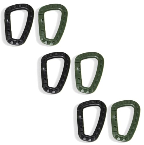 EIYVPRA 6 Stück Karabiner Kunststoff, Karabinerhaken Plastik, Karabiner taktisch Schwarz/Armeegrün, Set ABS Karabiner Clip für Outdoor Seile Rucksäcke Angelruten Camping Wandern Angeln Rucksack