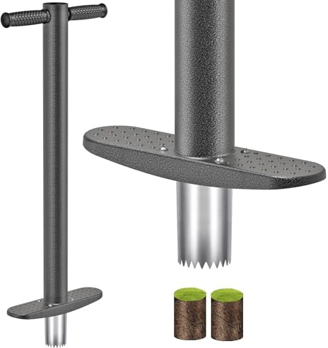 BeneLabel Plantoir Bulbes, Outil de Désherbage de Pelouse Jardin à 85cm Manche Long avec 9cm Profondeur à Gazon pour Sol échantillonneur de Fleurs Plantation Creusement,5cm Diamètre