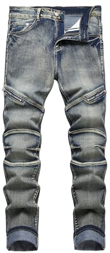 Men's Slim Fit Stretch Ripped Jeans Cargo Skinny for Men, Distressed Destroyed Straight Leg Fashion Comfort Flex Waist Jeans, Teenager Casual Fashion Designer Classic Regular Fit Basic Denim Pants