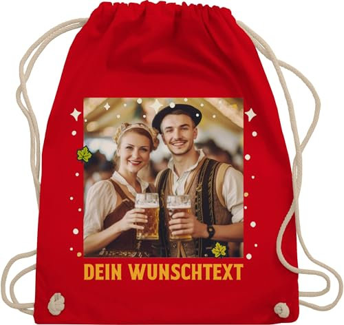 Turnbeutel Rucksack - Kompatibel Oktoberfest - Dein Wunschtext | Volksfest Bild Wunschtext | Bierfest Aufnahme Text | Volksfest Foto - Unisize - Rot - oktoberfest-tasche trachten tasche