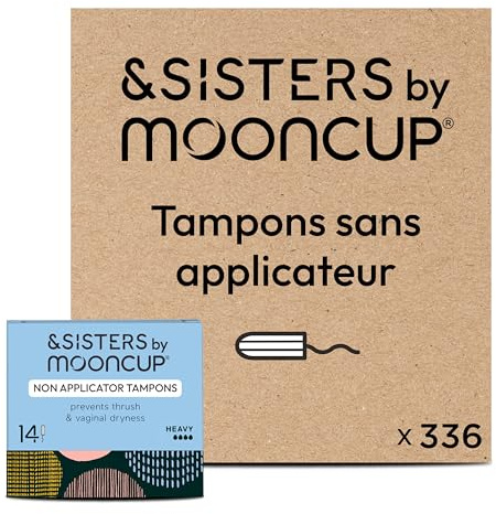Mooncup Tampons ohne Applikator - Sensible Haut - 336 Stück, Super | Plastikfreie Bio-Baumwoll-Tampons gegen Reizungen - Umweltfreundlich & hypoallergen für Komfort & Pflege