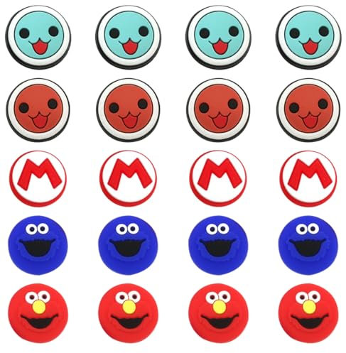 Paquete de 20 tapas de repuesto para agarre de pulgar, tapas de diseño lindo, adecuadas para tapas de joystick analógico, material de silicona suave