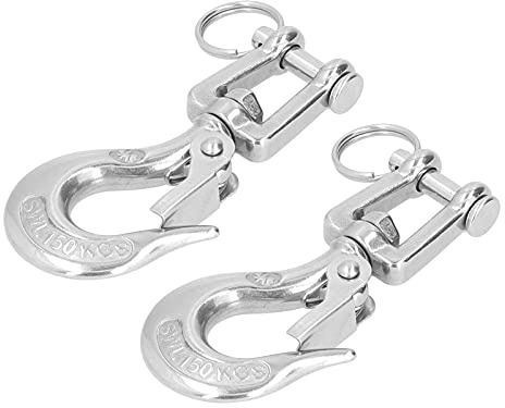 Sicherheitskettenhaken, Gabelkopfhaken, 2 Stück Hebe-Gabelkopfkettenhaken, Rigging-Zubehör aus Edelstahl 304 mit Sicherheitsriegel (3/16 (150 kg))