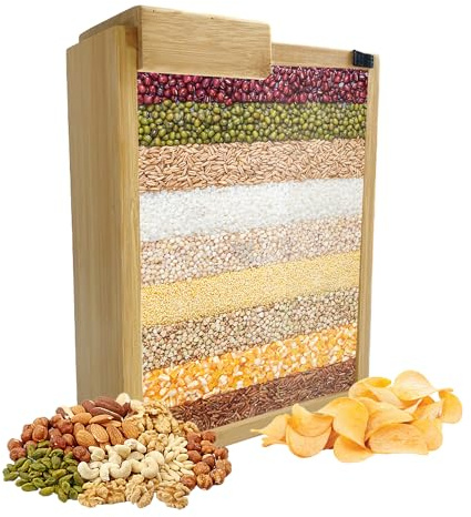 Qinlenyan Boîte à récipient de céréales de céréales en bambou à conteneurs de riz transparent Couleur en bois