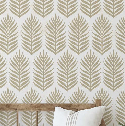 S4Sassy Papel Tapiz De Vinilo Autoadhesivo, Elegante Papel Tapiz De Hojas De Palma, Impermeable, Beige,63,5 X 152 Cm, Revestimiento De Pared Extraíble Para Decoración Del Hogar En Dormitorios