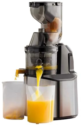 YUEWO Entsafter Für Gemüse Und Obst Elektrische Saftpresse 80mm Großer Einfüllschacht Hohe Saftausbeute Leicht Zu Reinigen Geeignet Geräuscharm Slow Juicer Mit Bürste Und 2 Tassen