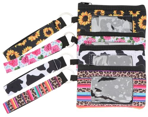 PACKOVE 4 Piezas Billetera de Monedas de Neopreno Mini Monedero Transparente Cambiar Bolsa Carteras de Damas Cartera con Tarjetero para Mujer Monedero de Viaje Bolsa de Dinero portátil