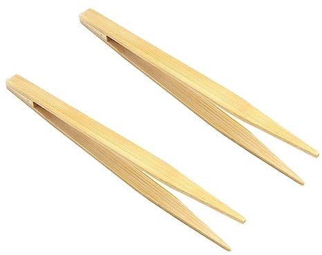 WOONEKY 2 Piezas Pinzas de Alimentación para Reptiles Bambú Clip para Comida y Limpieza Acuarios de Diseño Ergonómico y Duradero