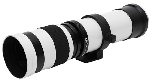 Annadue Téléobjectif 420 à 800 Mm pour Le Support RF, Focus Manuel F8.3 Super Zoom Lens for Wildlife & Moon Photography (White)