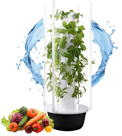 zhenmaster Tour de Culture hydroponique à LED pour 36 Plantes – Jardin Vertical Intelligent avec minuterie & Pompe – pour Usage Domestique, éducatif ou Professionnel – ABS(20Holes+LED)