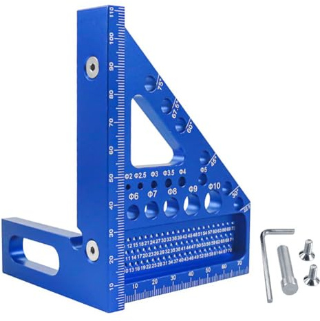 Miter Triangular Ruler 2025-3D Multi-Angle Measuring Tool for Woodworking, Aluminium Alloy Carpenter Square with Marking Holes, Precision Layout Gauge for Engineers Carpenters DIY