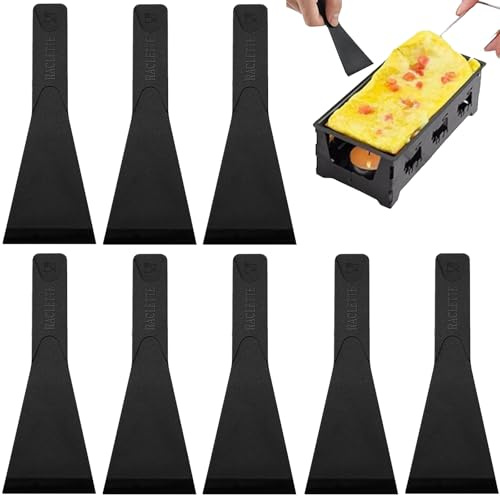 8 Piezas Espátulas para Raclette de Nylon, Espátulas de Nylon Premium para Raclette, para Queso, Pala de Cocción, Utensilios de Cocina, para Sartenes Antiadherentes, Parrillas y Tablas Gourmet