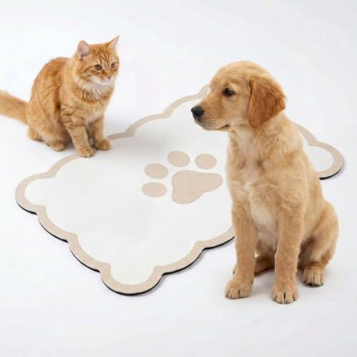 CavspkArt Napfunterlage für Hunde und Katzen, Napfunterlage Hund,Napfunterlages Katzen,Futtermatte mit Rutschfester Gummibasis, Saugfähig und Schnelltrocknend,Sauber und Eben,30 x50 cm