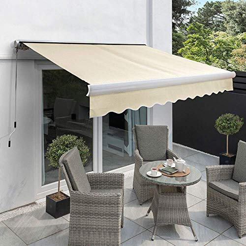 Primrose 3.0m x 2.5m Electric Awning Full Cassette DIY Patio Awning Gazebo Canopy Waterproof UV protection Complete with Fittings and Winder Handle Ivory