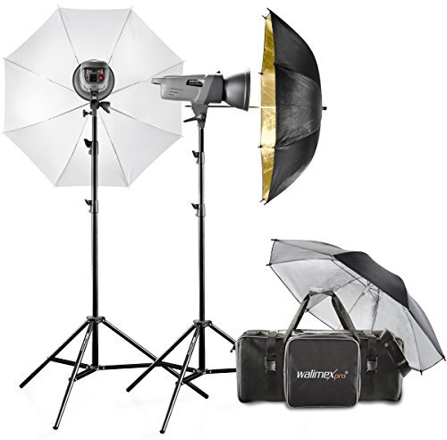 Walimex pro Studioset VE 4.2 Excellence Kit de studio photo avec lampe/pied Puissance 2x 200W + 1x400W