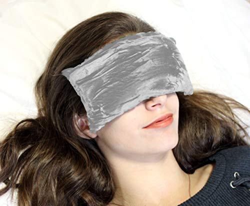 Candi Andi Handmade Luxe Serenity Eye Pillow - All-Natural Flaxseed - Unscented – Weighted Eye Mask for Yoga, Meditation, Hot & Cold Therapy - Silver - TEP-SV
