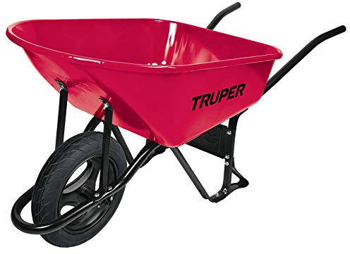 TRUPER Carretilla METÁLICA 100 litros LLANTA IMPINCHABLE con RODAMIENTOS para Obra CONSTRUCCIÓN Y JARDINERÍA 580KG Capacidad