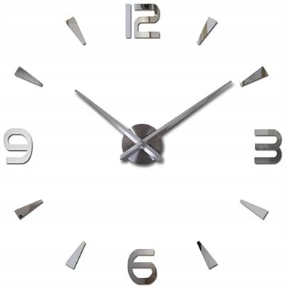 HUKITECH Orologio da parete XXL in argento (∅ 100 cm) personalizzabile e autoadesivo, decorazione da parete, adesivo da parete