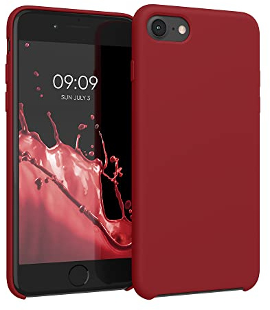 kwmobile Handyhülle für Apple iPhone SE (2022/2020) / iPhone 8/7 Hülle - Case Silikon - Kabelloses Laden - Schutzhülle Cover in Dunkelrot