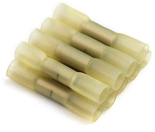 NO LOGO FMN-Steckverbinder, 100 Stück/Set, Schrumpfschlauch, elektrisch, 0,5–6 mm², isoliert, schrumpfbar, Stoßverbinder, 22–10 AWG, 3 Farben (Farbe: Gelb)