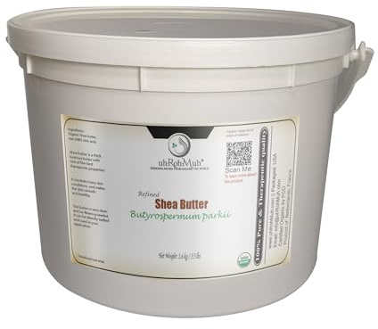 Organic Refined Shea Butter – Unscented & Smooth Texture – Premium Cosmetic Grade Shea Butter for Skincare, Hair Care, Soap Making, Lotions, Balms & DIY Formulations | France Net Wt. 1.6 / 3.5 lb