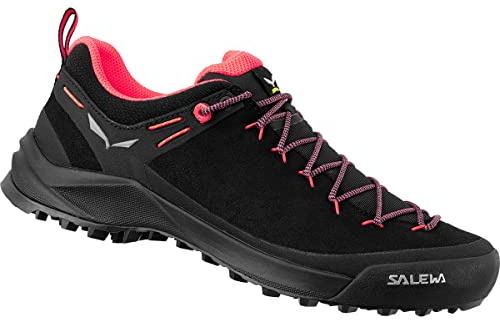 Salewa Women's Ws Wildfire Leather Sneaker, Black Fluo Coral, 8 UK