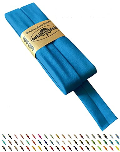 Sandras-Bastelladen Oaki Doki Schrägband/Einfassband Tricot de Luxe Jersey gefalzt 3m x 20mm 471-Aquamarine