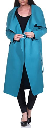malito Damkappa lång med vattenfall snitt | trenchcoat med bälte | mjuk dufflecoat | parkas – jacka 3040, bensin, 34-40