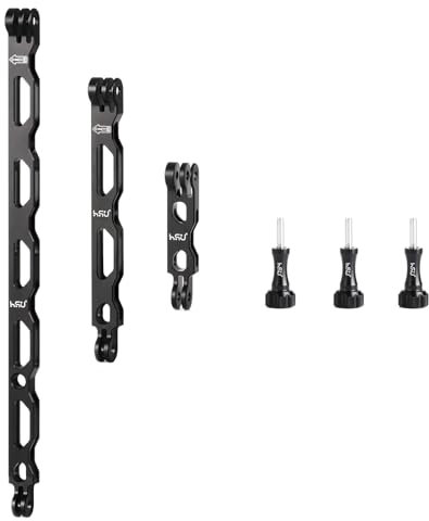 HSU Verlängerungsarm-Kit aus Aluminiumlegierung Metallstangen-Helmhalterung für GoPro Hero 12/11/10/9/8/7/6/5/4/3 und andere Action-Kameras (Schwarz)