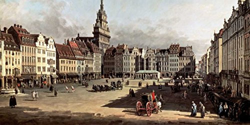Feeling at home LEINWANDDRUCK im SCHATTENFUGENRAHMEN Dresden, der alte Markt von Castle Street Bellotto Bernardo - europäisch horizontal Kunstbilder im Holzrahmen cm_42_X_84