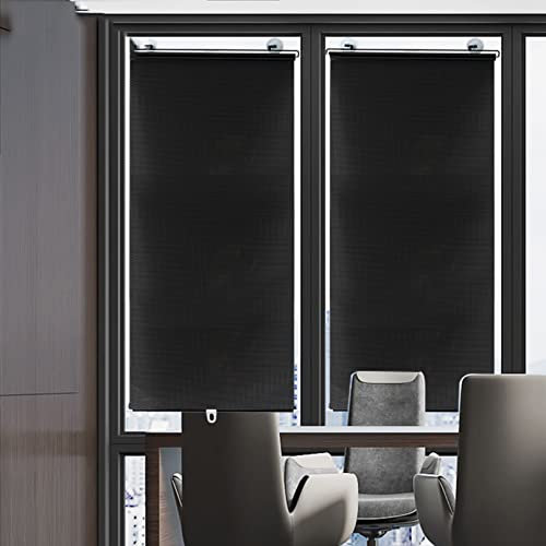 YUESHEN888 2 Stücke Fensterrollo Rollo Dachfenster mit Saugnäpfen,TemporäRe Jalousien Vielseitig Und üBerall Tragbar Leichtes Tuch,Für Balkon,Badezimmer,Küche,Büro,Auto,Schwarz (45x125cm)