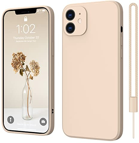 iPhone 12 Hülle Silikon Case, ElestBela Hanyhülle iPhone 12 Ultra Dünn Slim mit Microfiber, Kratzfeste Rundumschutz Case Schutzhülle Hülle für iPhone 12 6.1'' Khaki