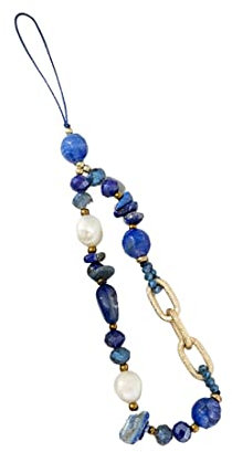 SCJJZ handykette,handy umhängetasche,handyband,handschlaufe kamera,handyanhänger,1pcs handgemachte kurze blaue Kristallkorn-Frauen-Telefon-Kasten-Lanyard-Ketten-Lanyard-Armband