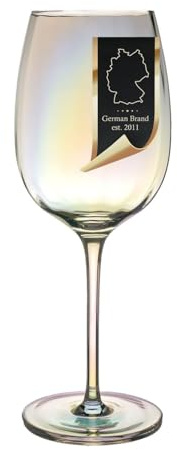 Intirilife Verre à vin 440 ml aux reflets arc-en-ciel & forme ondulée -Vin blanc Vin rouge Calice à long pied - Verre en cristal sans plomb Lave-vaisselle Résistant aux chocs -pour la table Bar Cadeau