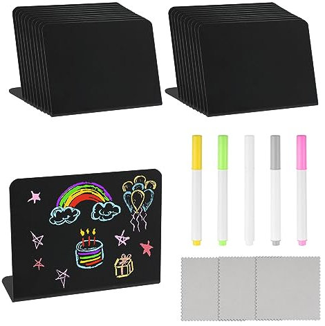 MIYUANGKJ 20 stk Kreidetafel Klein Set Schilder zum Beschriften 10 * 7,5 cm Preisschilder Aufsteller L-Aufsteller Buffet Schilder für Gastronomie Buffet Café Hochzeit Party