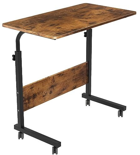 soges Laptoptisch Beistelltisch mit Rollen,höhenverstellbarer PC Tisch Notebook Sofatisch Laptopständer Notebookständer Pflegetisch für Bett und Sofa,80x40CM