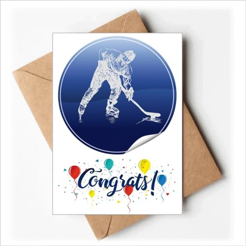 Wintersport Skaten und Eishockey Aquarell Hochzeit Karten Glückwunsch Gruß Umschläge