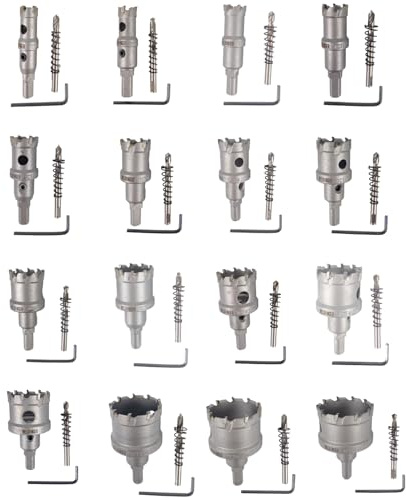 WELDINGER 16x Lochsäge Hartmetall Satz XL 16-50mm für Stahl, Edelstahl NE-Metall Guss