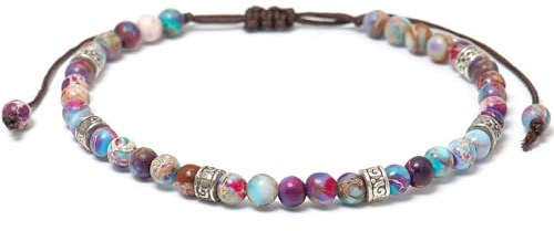 Buywis Beaded Bracelets for Women Adjustable Handmade String Bracelet Colorful Stone Strand Bracelet Color