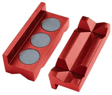 4 Vise Jaw Pads Magnetic Aluminum Vise Jaw Caps Reversible Pipe Vise An Fitting Vice Jaw Covers Professional Multipurpose Vise Protection Inserts (Electroplated Red)