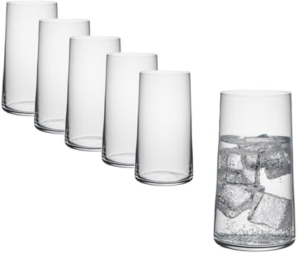 Rona2serve 6 Gläser Set Longdrinkgläser Serie Mode, Longdrinkglas mit moderner und markanter Form,430 ml,spülmaschinenfest, Premiumqualität