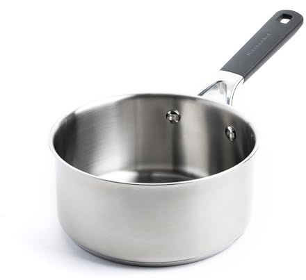 KitchenAid Classic Stainless Steel 3-Schicht-Kasserolle 16 cm/1,5 Liter, Plattiert, Induktion, Backofenfest, Stay-Cool-Griff, Silber