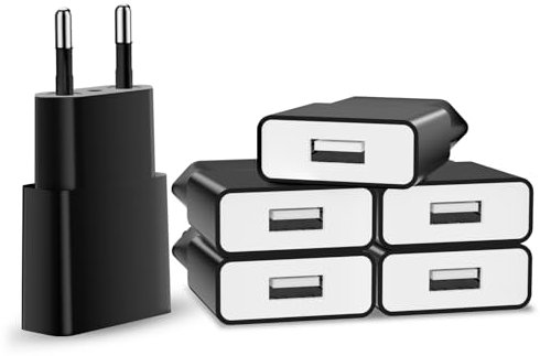 SCHITEC 5W USB Ladegerät 6Pack 5V 1A USB Netzteil Stecker, Slim USB Netzstecker Adapter Steckdose Ladestecker für iPhone, Samsung Handy,MP3, eBook Reader und Mehr (Schwarz-6Pack), TC214