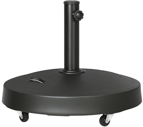 Outsunny Sonnenschirmständer 25 kg Sonnenschirmhalter mit Rollen Schirmständer für Ø38/48 mm Stange, für Garten, Balkon, Schwarz