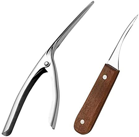 MIBICIRI Shrimp Deveiner Tool, 2Piece Stainless Steel Shrimp Peeler Set, Kitchen Tools for Shrimp Cleaner Peels Prawn Outer Shell Deveins