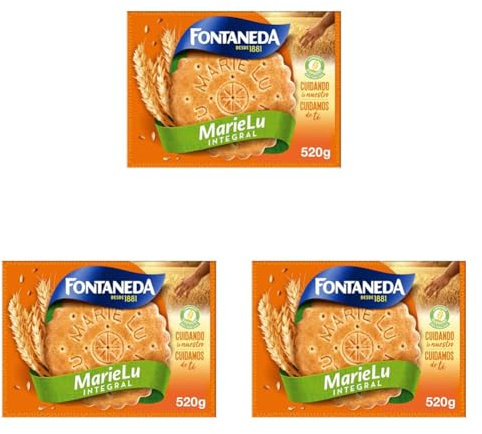 Fontaneda MarieLu Integral Galletas Integrales con un 65% de Cereales y Fuente de Fibra 520g (Paquete de 3)