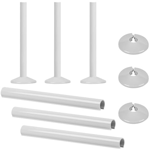 Funnytek 6PCS Radiator Pipe Covers and Pipe Collars Pipe 15mm x 200mm White | Central Heating Clip On Covers, Plastics, for Radiator Pipe